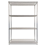 Nsf Certified Industrial 4-shelf Wire Shelving Kit, 48w X 24d X 72h, Silver