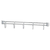 Hook Bars For Wire Shelving, Four Hooks, 18" Deep, Silver, 2 Bars-pack