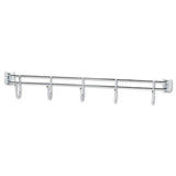 Hook Bars For Wire Shelving, Five Hooks, 24" Deep, Silver, 2 Bars-pack