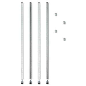 Stackable Posts For Wire Shelving, 36" High, Silver, 4-pack