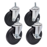 Optional Casters For Wire Shelving, 200 Lbs-caster, Gray-black, 4-set
