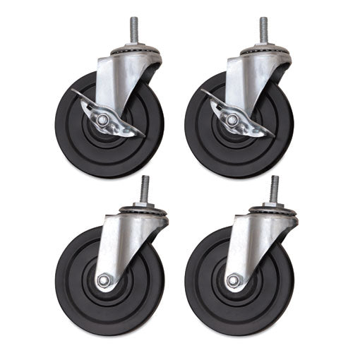 Optional Casters For Wire Shelving, 200 Lbs-caster, Gray-black, 4-set