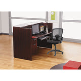 Alera Valencia Series Reception Desk With Counter, 71w X 35.5d X 42.5h, Mahogany