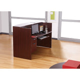 Alera Valencia Series Reception Desk With Counter, 71w X 35.5d X 42.5h, Mahogany