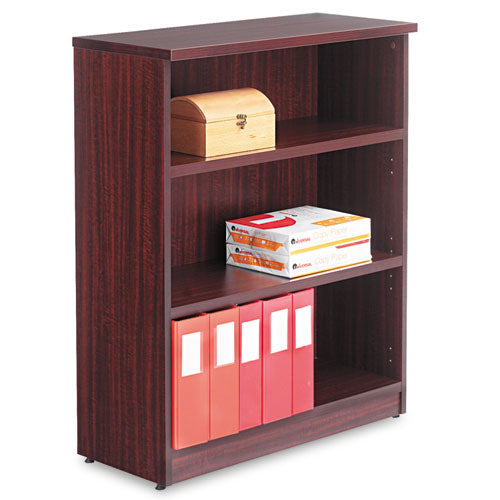 Alera Valencia Series Bookcase, Three-shelf, 31 3-4w X 14d X 39 3-8h, Mahogany