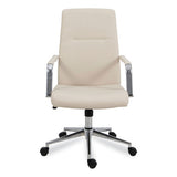 Workspace By Alera Leather Task Chair, Supports Up To 275 Lb, 18.19" To 21.93" Seat Height, White Seat, White Back