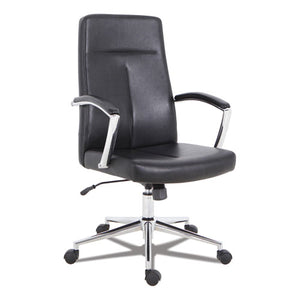 Workspace By Alera Leather Task Chair, Supports Up To 275 Lb, 18.19" To 21.93" Seat Height, Black Seat, Black Back