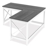 Workspace By Alera L-shaped Farmhouse Desk, 58.27" X 58.27" X 29.53", Gray-white