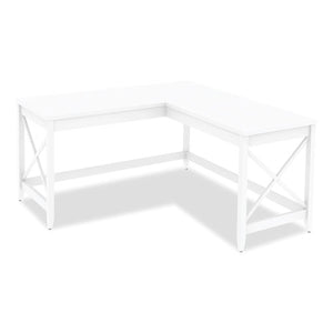 Workspace By Alera L-shaped Farmhouse Desk, 58.27" X 58.27" X 29.53", White