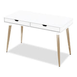 Workspace By Alera Scandinavian Writing Desk, 47.24" X 23.62" X 29.53", White-beigewood