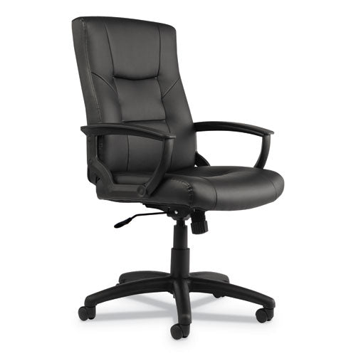 Alera Yr Series Executive High-back Swivel-tilt Leather Chair, Supports Up To 275 Lbs, Black Seat-black Back, Black Base