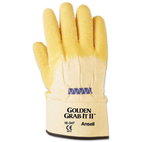 Golden Grab-it Ii Heavy-duty Work Gloves, Size 10, Latex-jersey, Yellow, 12 Pr