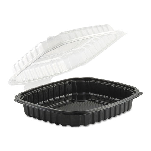 Culinary Basics Microwavable Container, 36 Oz, 9 X 9 X 2.5, Clear-black, 100-carton