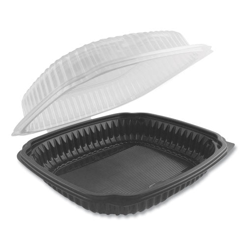 Culinary Lites Microwavable Container, 47.5 Oz, 10.56 X 9.98 X 3.18, Clear-black, 100-carton