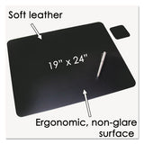 Leather Desk Pad W-coaster, 19 X 24, Black
