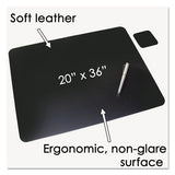 Leather Desk Pad W-coaster, 20 X 36, Black