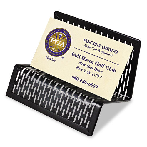 Urban Collection Punched Metal Business Card Holder, Holds 50 2 X 3 1-2, Black
