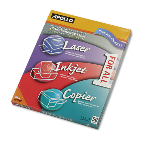 Color Laser-inkjet Transparency Film, Letter, Clear, 50-box