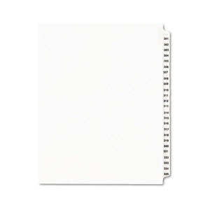 Preprinted Legal Exhibit Side Tab Index Dividers, Avery Style, 25-tab, 301 To 325, 11 X 8.5, White, 1 Set, (1342)