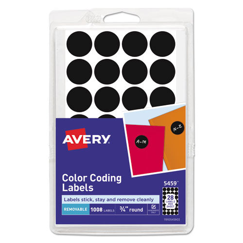 Handwrite Only Self-adhesive Removable Round Color-coding Labels, 0.75