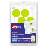 Printable Self-adhesive Removable Color-coding Labels, 1.25" Dia., Neon Yellow, 8-sheet, 50 Sheets-pack, (5499)