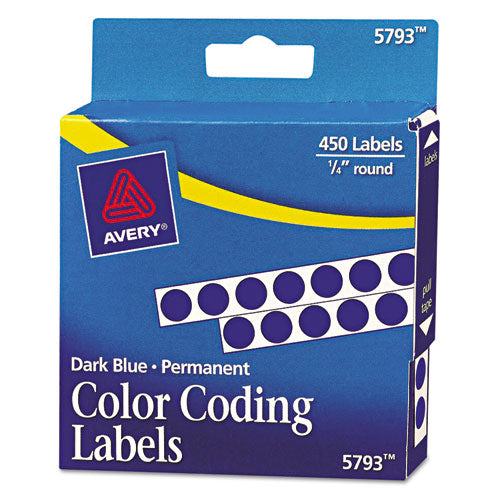 Handwrite-only Self-adhesive Removable Round Color-coding Labels In Dispensers, 0.25