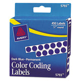 Handwrite-only Self-adhesive Removable Round Color-coding Labels In Dispensers, 0.25" Dia., Dark Blue, 450-roll, (5793)