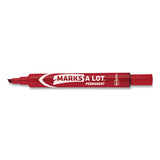 Marks A Lot Regular Desk-style Permanent Marker, Broad Chisel Tip, Red, Dozen, (7887)