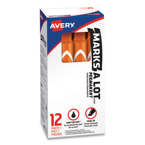 Marks A Lot Large Desk-style Permanent Marker, Broad Chisel Tip, Orange, Dozen, (8883)