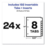 Insertable Big Tab Dividers, 8-tab, Letter, 24 Sets