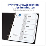Customizable Toc Ready Index Black And White Dividers, 5-tab, Letter