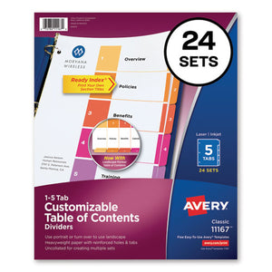 Customizable Toc Ready Index Multicolor Dividers, 5-tab, Letter, 24 Sets