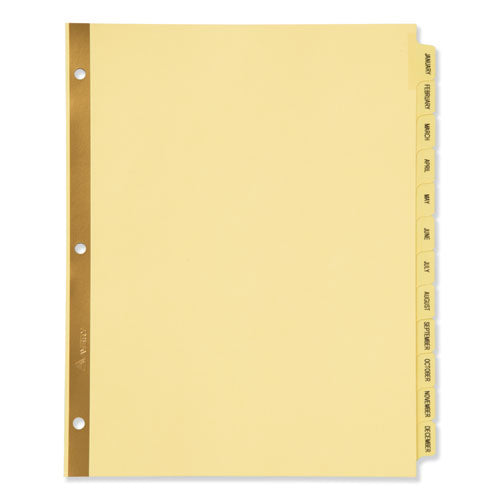 Preprinted Laminated Tab Dividers W-gold Reinforced Binding Edge, 12-tab, Letter