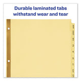 Preprinted Laminated Tab Dividers W-gold Reinforced Binding Edge, 12-tab, Letter