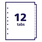 Preprinted Tab Dividers, 12-tab, 8.5 X 5 1-2