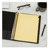 Preprinted Black Leather Tab Dividers W-gold Reinforced Edge, 25-tab, Ltr