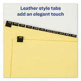 Preprinted Black Leather Tab Dividers W-gold Reinforced Edge, 12-tab, Ltr