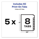 Customizable Print-on Dividers, 8-tab, Letter, 5 Sets