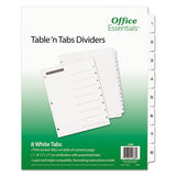 Table 'n Tabs Dividers, 8-tab, 1 To 8, 11 X 8.5, White, 1 Set