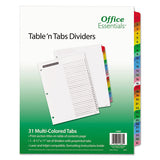 Table 'n Tabs Dividers, 31-tab, 1 To 31, 11 X 8.5, White, 1 Set