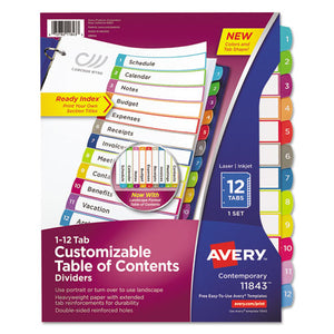 Customizable Toc Ready Index Multicolor Dividers, 1-12, Letter