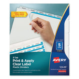 Print And Apply Index Maker Clear Label Plastic Dividers With Printable Label Strip, 5-tab, 11 X 8.5, Translucent, 5 Sets