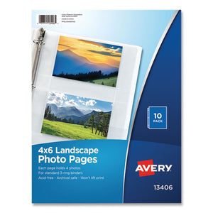 Photo Storage Pages For Four 4 X 6 Horizontal Photos, 3-hole Punched, 10-pack