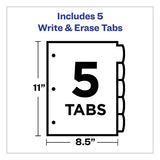 Write And Erase Big Tab Durable Plastic Dividers, 3-hold Punched, 5-tab, 11 X 8.5, Assorted, 1 Set