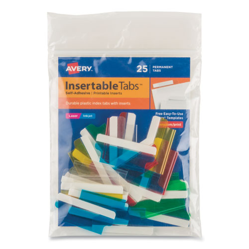 Insertable Index Tabs With Printable Inserts, 1-5-cut Tabs, Assorted Colors, 1.5