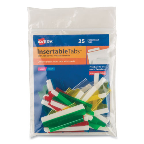 Insertable Index Tabs With Printable Inserts, 1-5-cut Tabs, Assorted Colors, 2