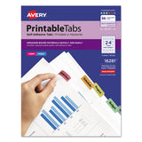 Printable Plastic Tabs With Repositionable Adhesive, 1-5-cut Tabs, White, 1.25" Wide, 96-pack