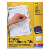 Printable Plastic Tabs With Repositionable Adhesive, 1-5-cut Tabs, White, 1.25" Wide, 96-pack