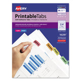 Printable Plastic Tabs With Repositionable Adhesive, 1-5-cut Tabs, Assorted Colors, 1.25" Wide, 96-pack