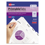 Printable Plastic Tabs With Repositionable Adhesive, 1-5-cut Tabs, White, 1.75" Wide, 80-pack